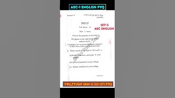 AEC-1 English PYQs Set-3 | VBU FYUGP Semester 2 (2023-27) | Vinoba Bhave University Hazaribagh