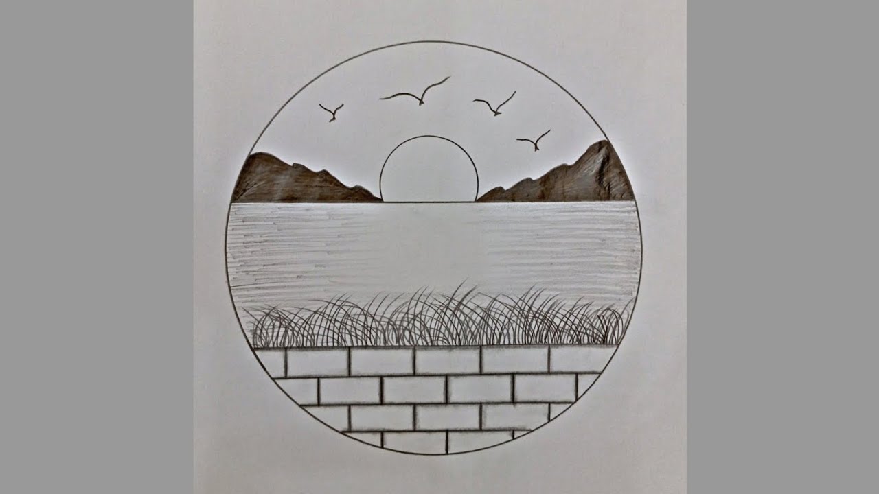 Easy drawing ideas for beginners | Easy circle scenery drawing | How to ...