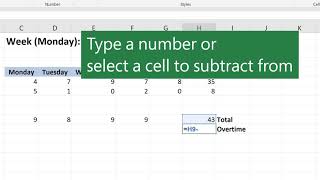 Subtraction in Microsoft Excel