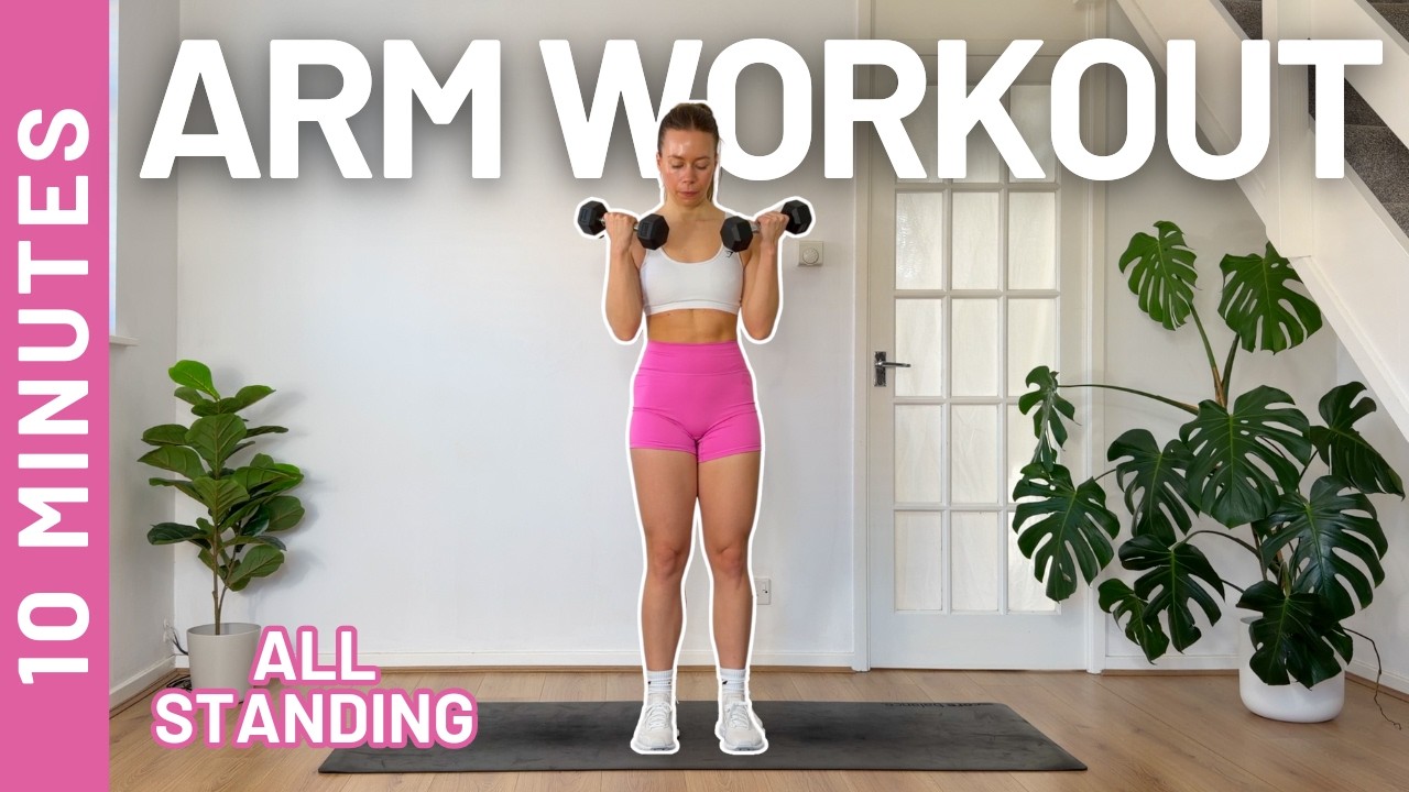 10MIN STANDING ARM WORKOUT | WITH DUMBBELLS | SHOULDERS, BICEPS AND TRICEPS