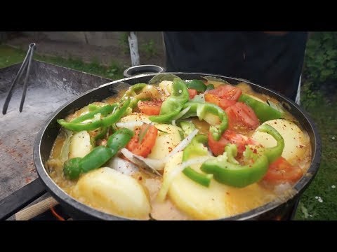 Рыба Форель на мангале с овощами (хапама). Рецепт от Жоржа