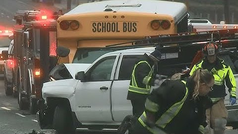 EL SOBRANTE BUS CRASH:  Raw video of crash scene involving a school bus, pickup truck and car on San