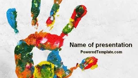 Colorful Hand Print PowerPoint Template by PoweredTemplate.com