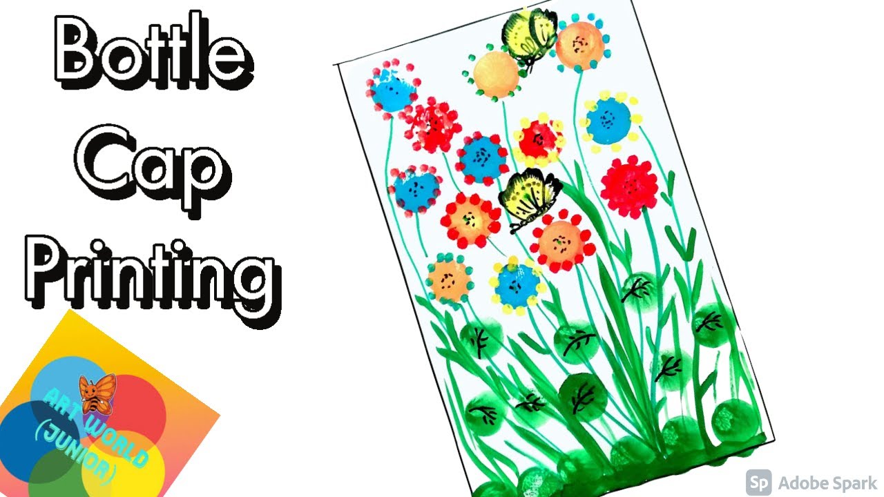 Flowers With Cap Printing | Flowers | Bottle cap printing | Art World Of Kashifa - Junior