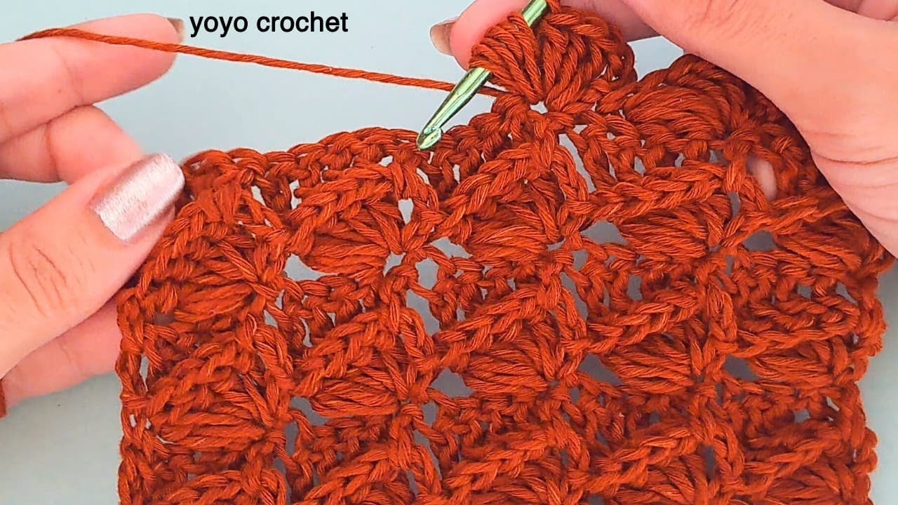 كروشية غرزة الصدفة المجسمة !! روعة وسهلة  -amazing crochet stitches #يويو_كروشية