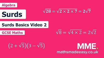 Algebra - Surds - Basics (Video 2)