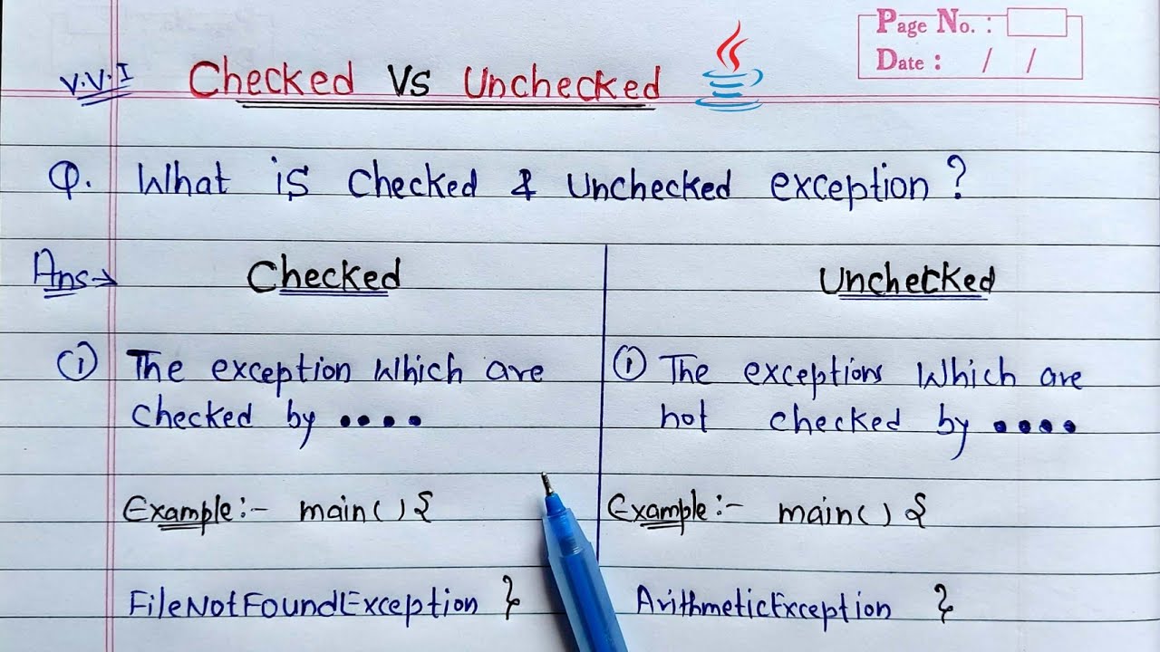 Checked Exceptions Vs. Unchecked Exceptions in Java - java4coding