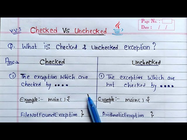 Checked and Unchecked Exceptions In Java