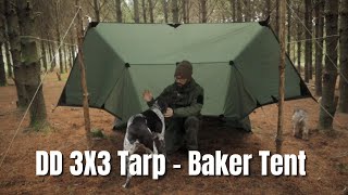 Tarpology - DD 3X3 Tarp - Baker Tent Setup