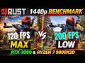 RUST - RYZEN 7 9800X3D + RTX 3080 - 1440P (MAX vs. LOW SETTINGS BENCHMARK)