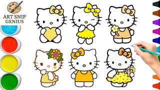 6 Cute Hello Kitty Outfits! 👗✨ Coloring Book Fun for Kids 