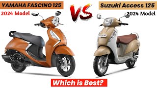 2024 Yamaha Fascino 125 VS Suzuki Access 125 | OBD2 & E20 | On Road Price | Mileage | Top Speed