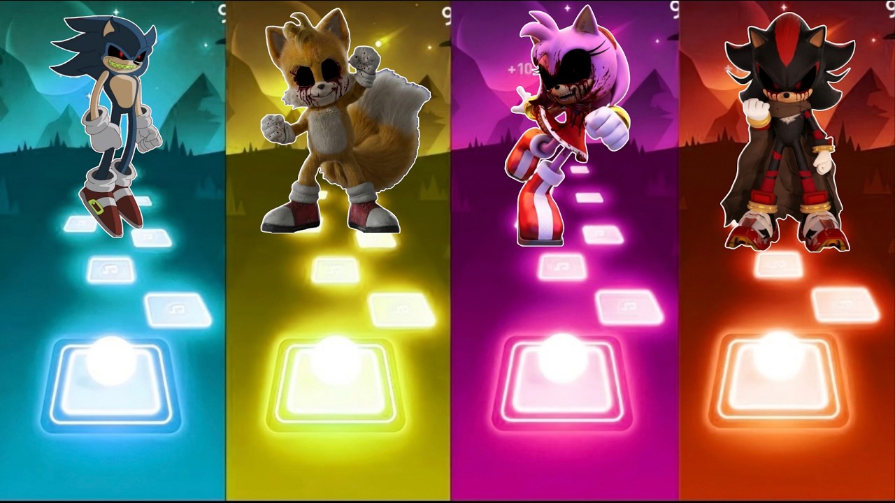 SONIC EXE 🔴 VS TAILS EXE 🔴 VS AMY ROSE EXE 🔴 VS SHADOW EXE 🔴 - TilesHop EDM Rush
