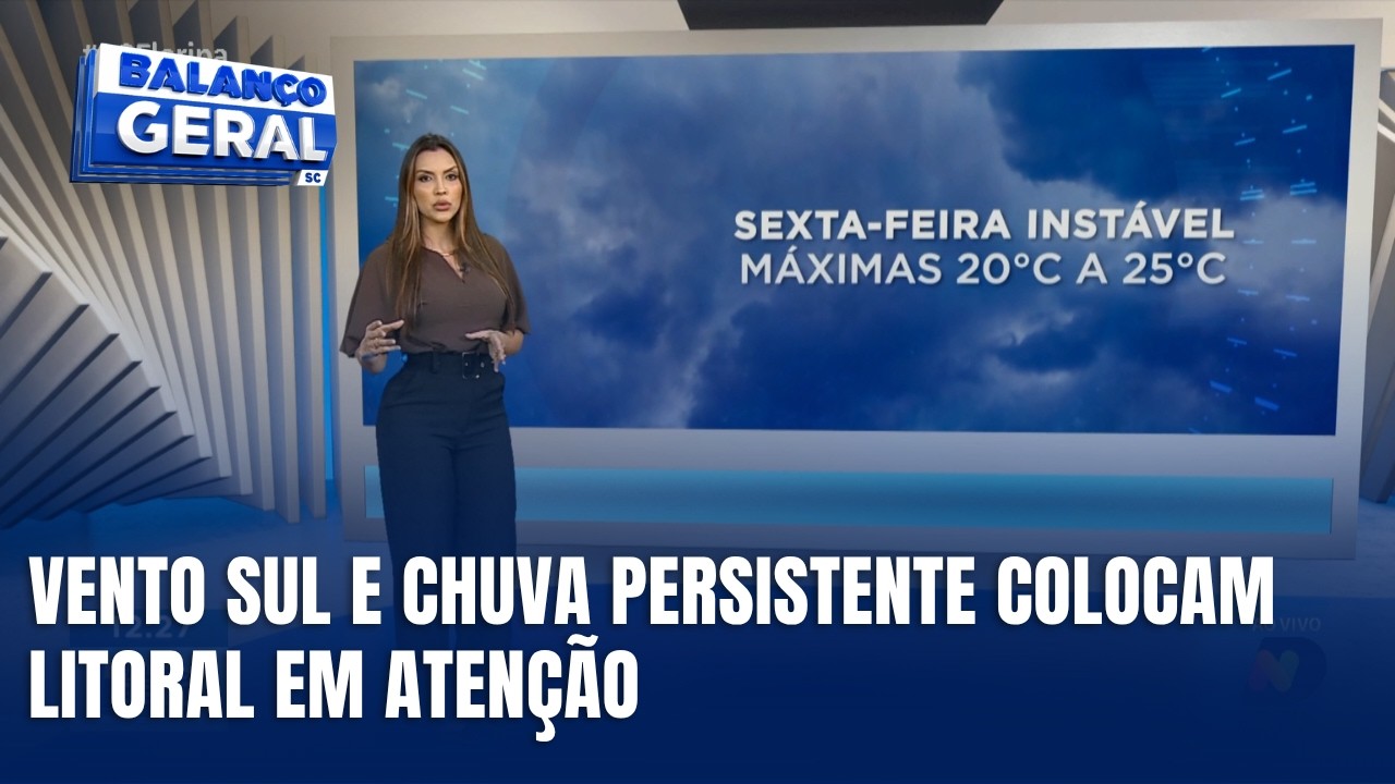 Previsão do tempo em SC indica chuva isolada e vento sul de até 60 km/h