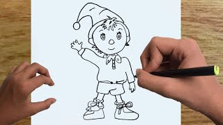 how to Noddy Cartoon Sketch esey drawing | Noddy Draw | animation draw | esey drawing | art by ilyas