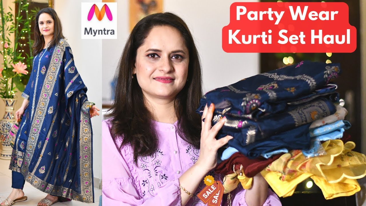 Huge Myntra *BFF* Sale Haul For Karwachauth & Diwali 😱😱 Party Wear Clutch  /Saree/Kurti Set Haul - YouTube