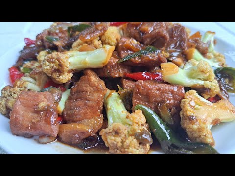 Tumis Bunga Kol Kacang Koro Dengan Daging Sapi