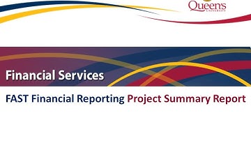 FAST Financial Reporting - Project Summary Report