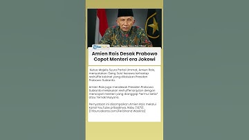 Amien Rais Desak Prabowo Copot Menteri Titipan Jokowi, Sebut 