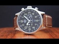 Montre aviateur homme chronographe etanche 50m bracelet cuir marron davis 0451