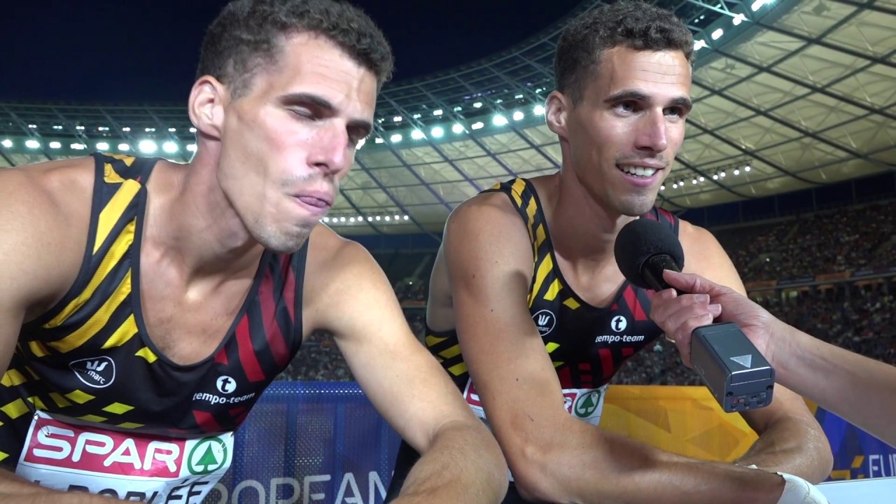 Kevin and Jonathan Borlee (BEL) after winning silver and bronze in the 400m