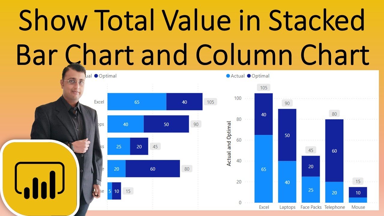 Power BI Stacked Bar Chart Total