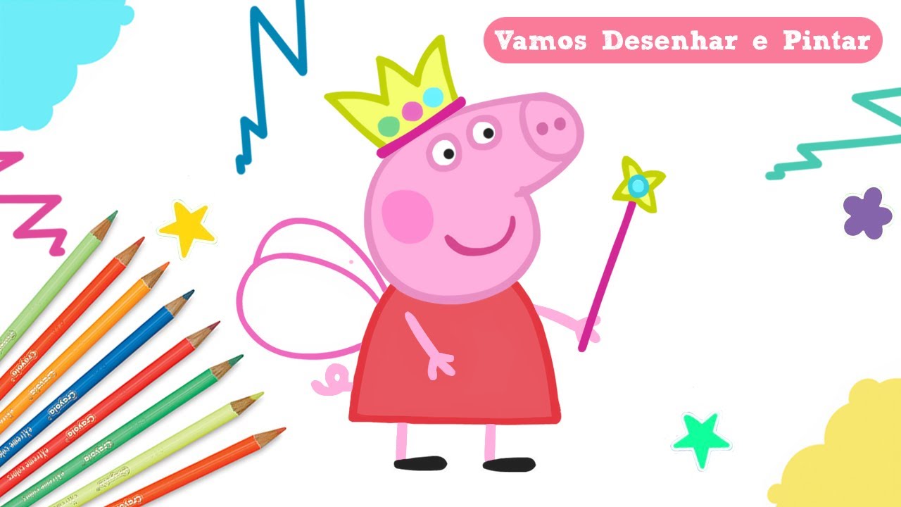 Peppa Pig Princesa Fada  Dibujo de peppa pig, Peppa pig para colorear,  Peppa para pintar