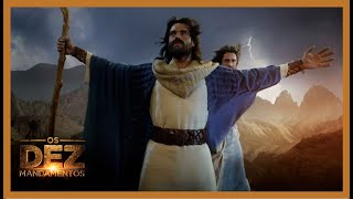 Moisés e Arão sobem ao monte e se inicia a praga da Chuva de Gelo e Fogo |  OS DEZ MANDAMENTOS