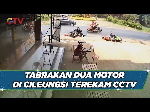Detik-detik Tabrakan Dua Motor di Cileungsi Terekam CCTV