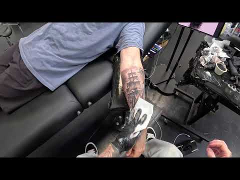 POV SHIP TATTOO SESSION, Real-Time Black & Grey Tattoo