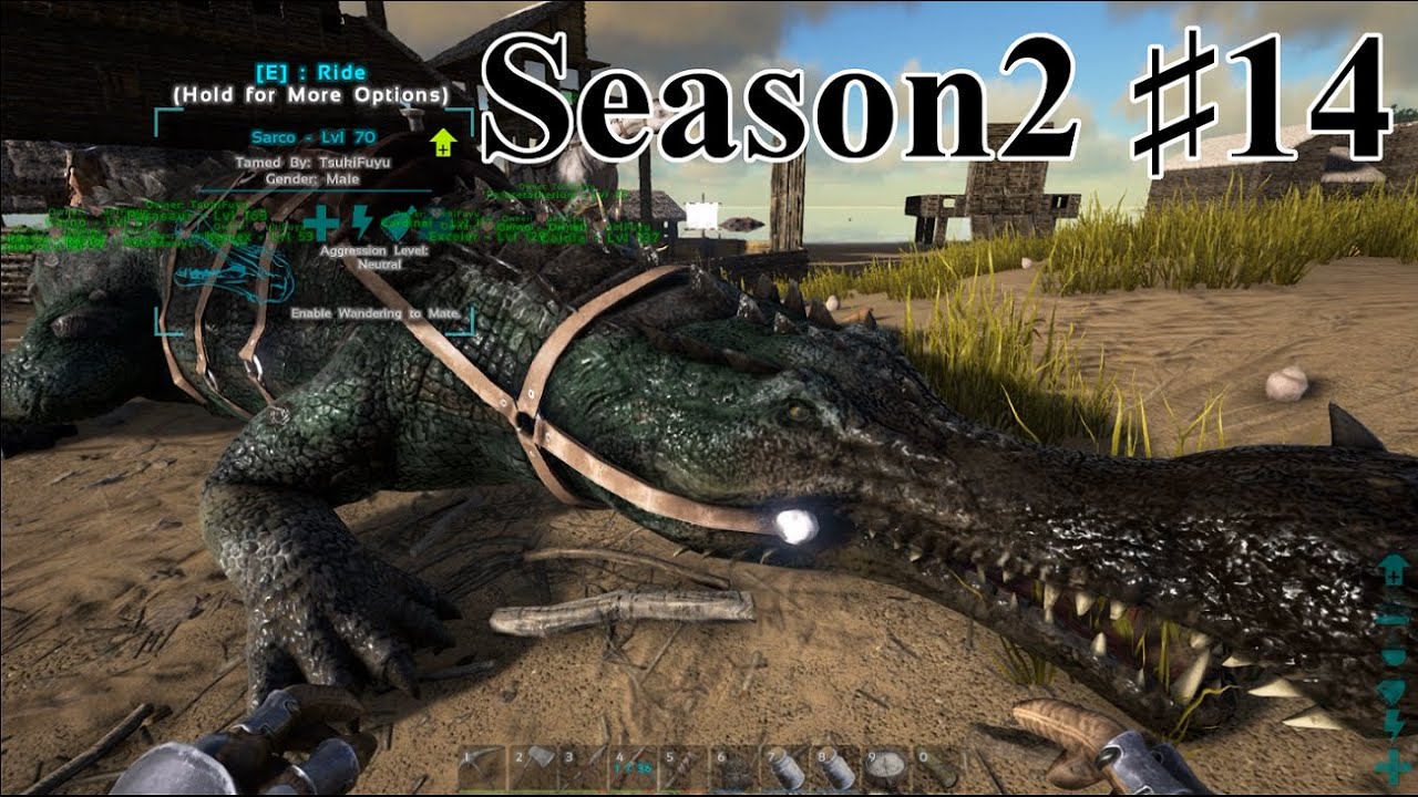 14 Ark Isl S2 サルコスクス ワニ をテイム Pc版公式pve Ark Survival Evolved Youtube