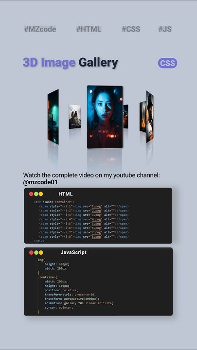 Make Amazing 3D Image Gallery using HTML & CSS #css #html #coding # ...
