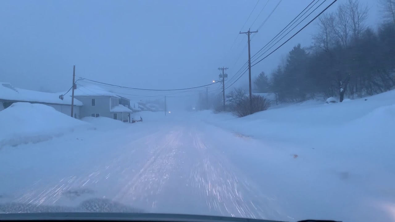 Early morning snowstorm, Main St, Madawaska, Maine (Acadia School hill