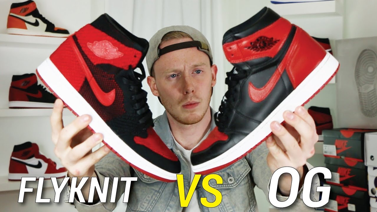 OG AIR JORDAN 1 BRED VS FLYKNIT AIR 