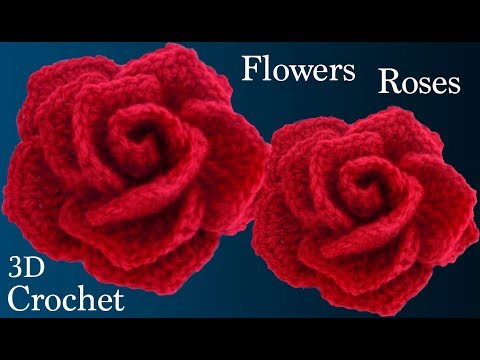 Como hacer rosas rojas muy fácil con una tira a crochet para San Valentín tejido tallermanualperu