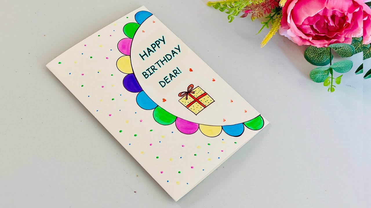 DIY Cute BIRTHDAY Card😍🎉White paper Card🥰Without Glue & Scissors🥰Easy ...