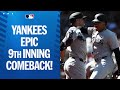 The new york yankees score 4 in the 9th for the comeback win