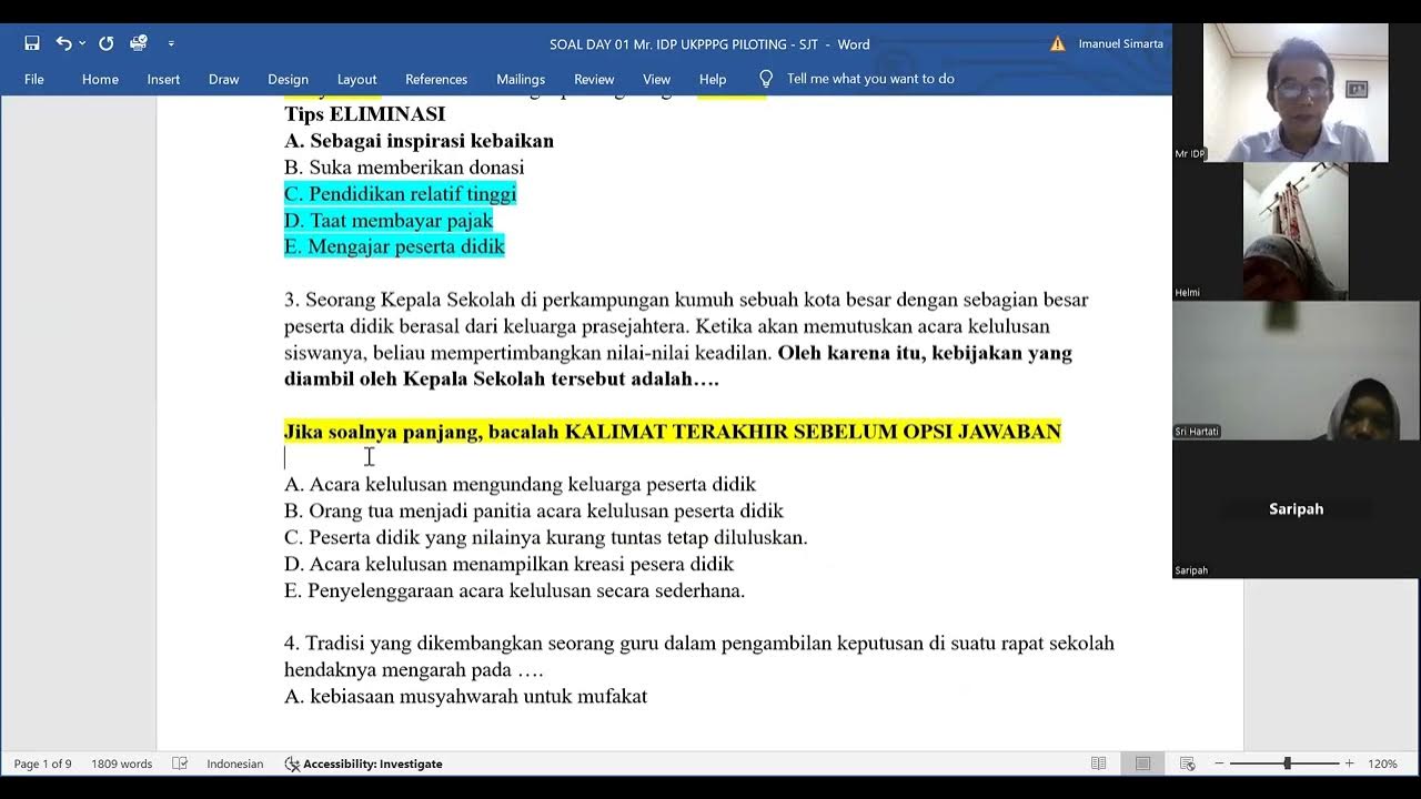 Soal sjt ukp ppg kelas bimbel day 01 youtube