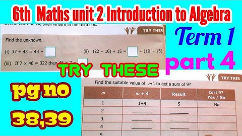 6th std Maths- unit 2 Introduction to ALGEBRA-Try These (pg no 38,39)-part 4- Term 1- New syllabus