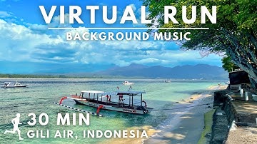 Virtual Running Video For Treadmill with Music on Gili Air Island #virtualrunningtv #running #gili