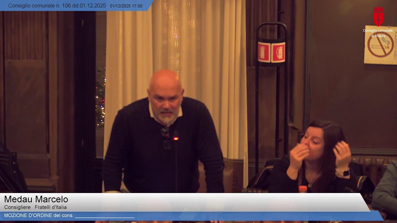 1 Dicembre 2025 - Live streaming del Consiglio Comunale di Trieste