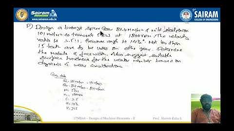 Lecture video_17ME64_Module 3_ Problems on spur gear_ Harish Babu L