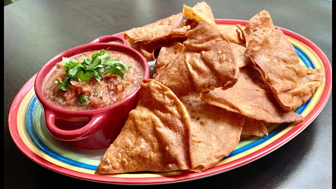 Smoky Mexican Salsa with Freshly Made Chips | Salsa with Chapati Roti ...