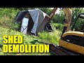 Shed demolition with cat 305 mini excavator