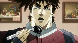 Joseph licking spaghetti with ink on it  (Eng Dub)