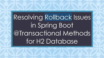 Resolving Rollback Issues in Spring Boot -Transactional Methods for H2 Database