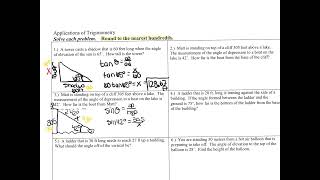 Pre Calc OL SOHCAHTOA Notes and Work 1 - Part 2