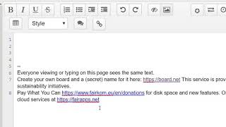Open Etherpad pages for live and collaborative writing