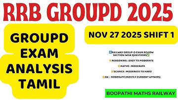 RRB Group D EXAM ANALYSIS TAMIL NOVEMBER 27 2025 EXAM ANALYSIS BY BOOPATHI MATHS RAILWAY