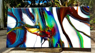 Magic Acrylic Pour Painting! / Fluid Art Freestyle Ribbon Splash! Resimi